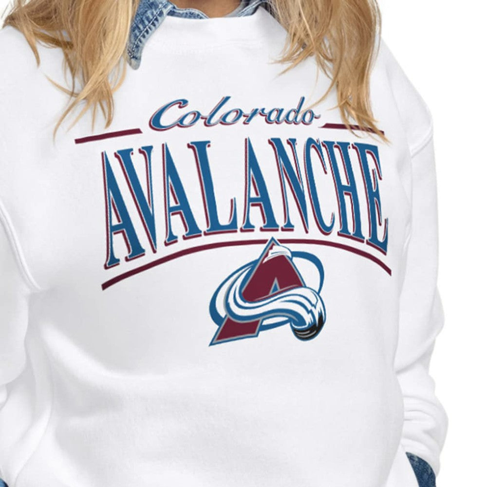 Colorado Avalanche Starter Women's Arch Stripe Fleece Sweatshirt For Sale