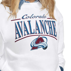 Colorado Avalanche Starter Women's Arch Stripe Fleece Sweatshirt For Sale