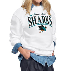 San Jose Sharks Starter Women's Arch Stripe Fleece Sweatshirt Online