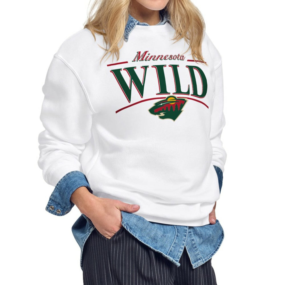 Minnesota Wild Starter Women's Arch Stripe Fleece Sweatshirt Sale