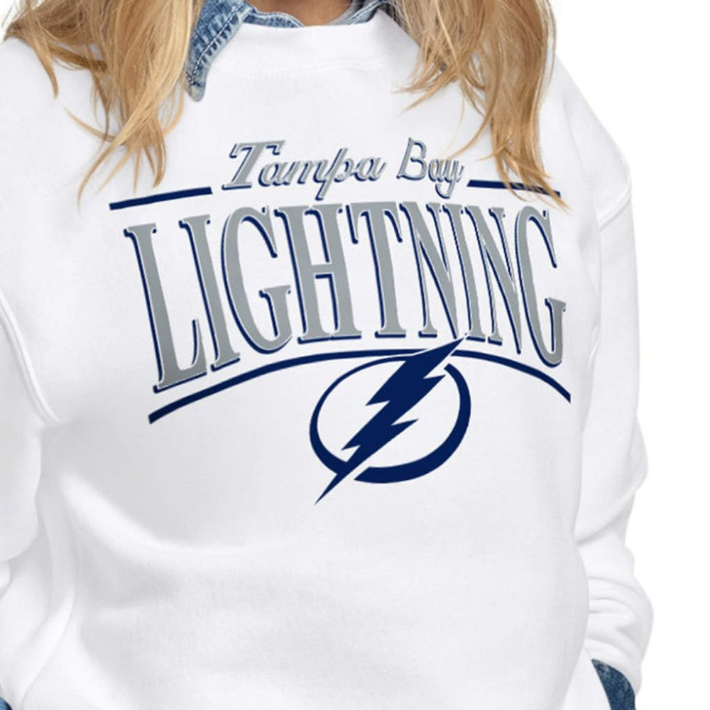Tampa Bay Lightning Starter Women's Arch Stripe Fleece Sweatshirt On Sale