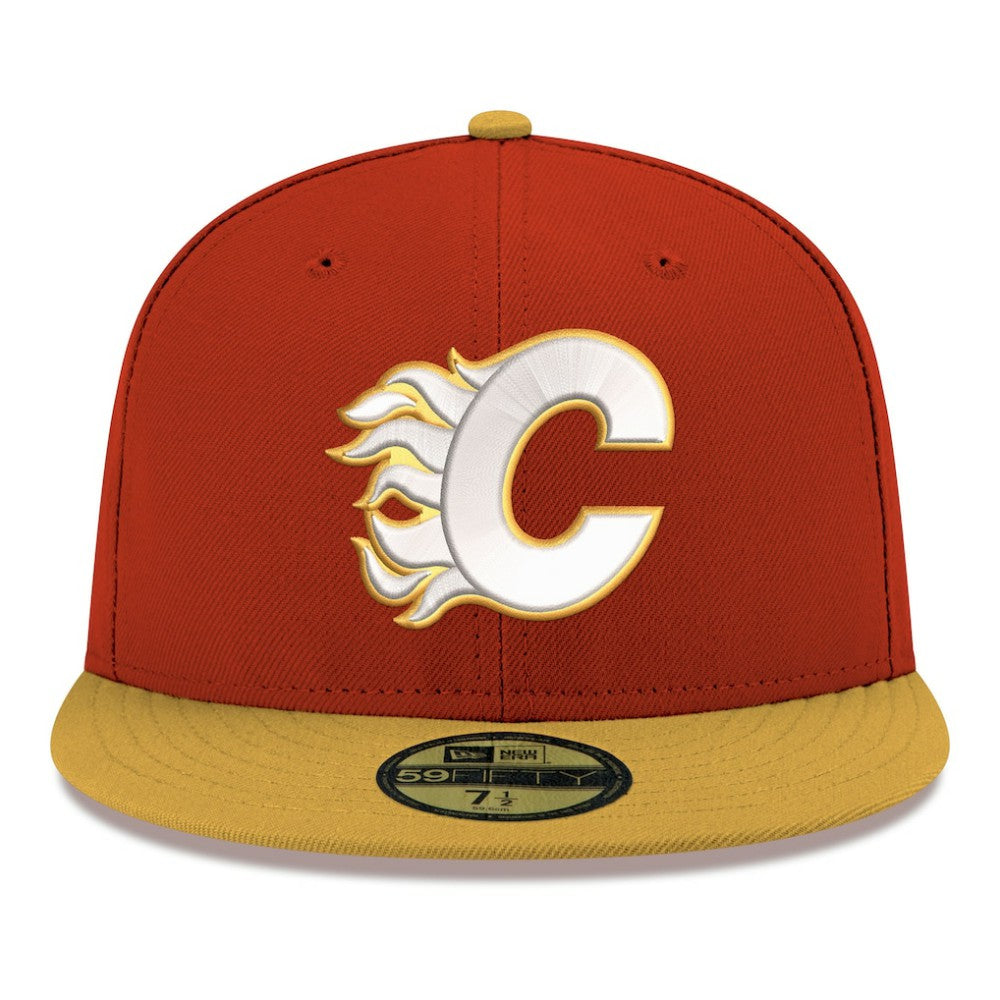 Calgary Flames New Era Core Logo Two-Tone 59FIFTY Fitted Hat For Sale