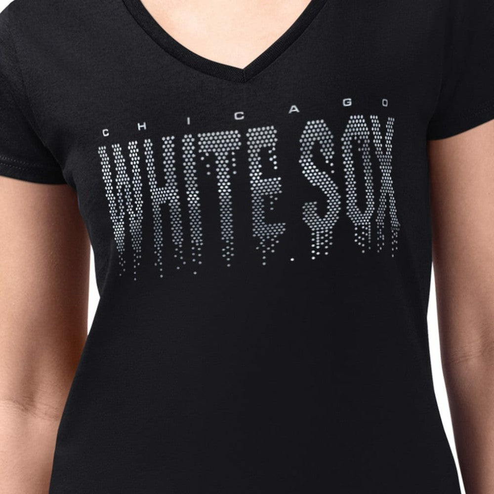 Chicago White Sox G-III 4Her by Carl Banks Women's Metallic Drop Lightweight V-Neck T-Shirt | MLB Outlet
