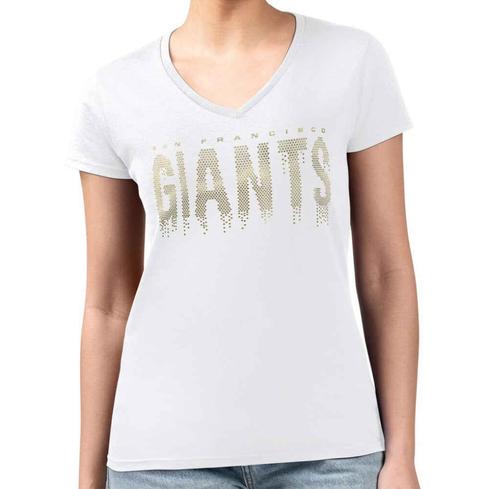 San Francisco Giants G-III 4Her by Carl Banks Women's Metallic Drop Lightweight V-Neck T-Shirt | MLB US