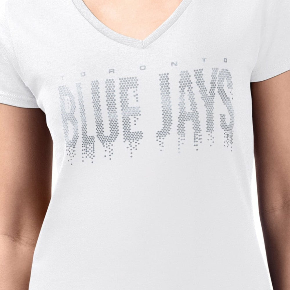 Toronto Blue Jays G-III 4Her by Carl Banks Women's Metallic Drop Lightweight V-Neck T-Shirt | MLB On Sale