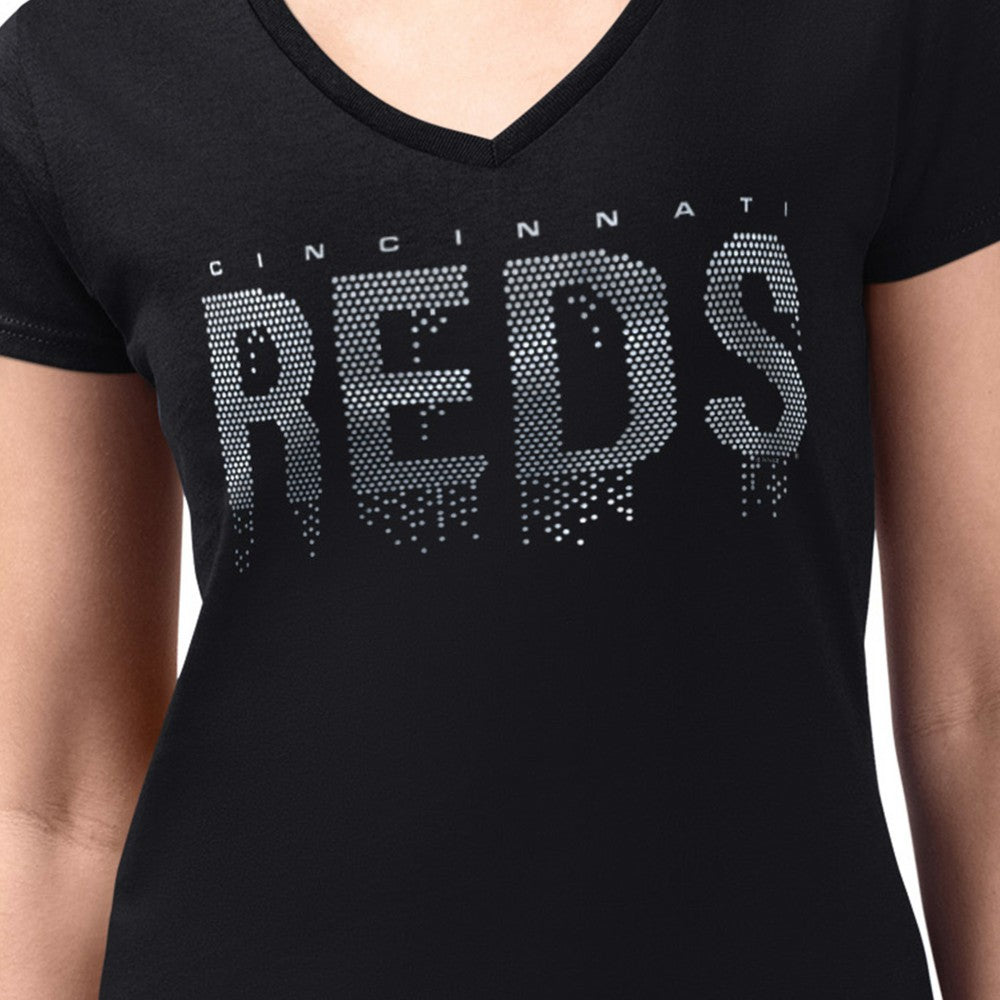 Cincinnati Reds G-III 4Her by Carl Banks Women's Metallic Drop Lightweight V-Neck T-Shirt | MLB Outlet