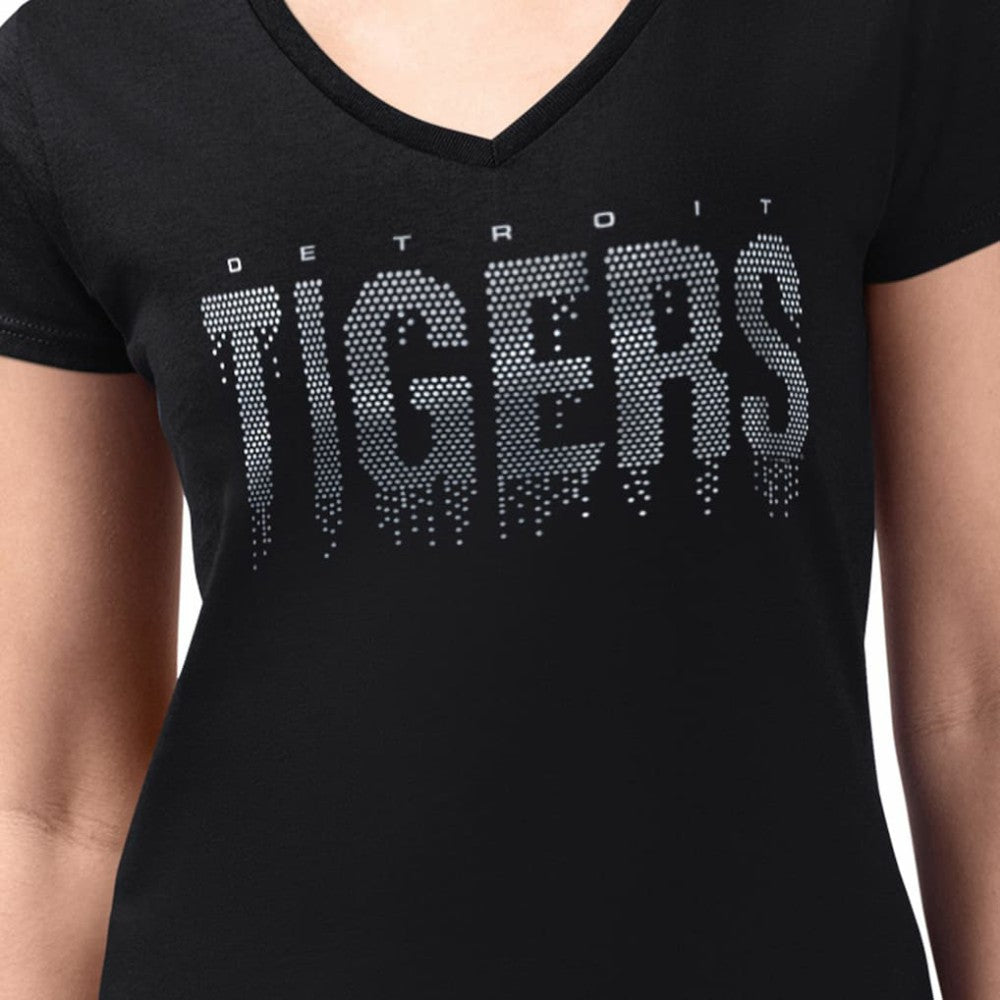 Detroit Tigers G-III 4Her by Carl Banks Women's Metallic Drop Lightweight V-Neck T-Shirt | MLB Sale
