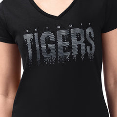 Detroit Tigers G-III 4Her by Carl Banks Women's Metallic Drop Lightweight V-Neck T-Shirt | MLB Sale