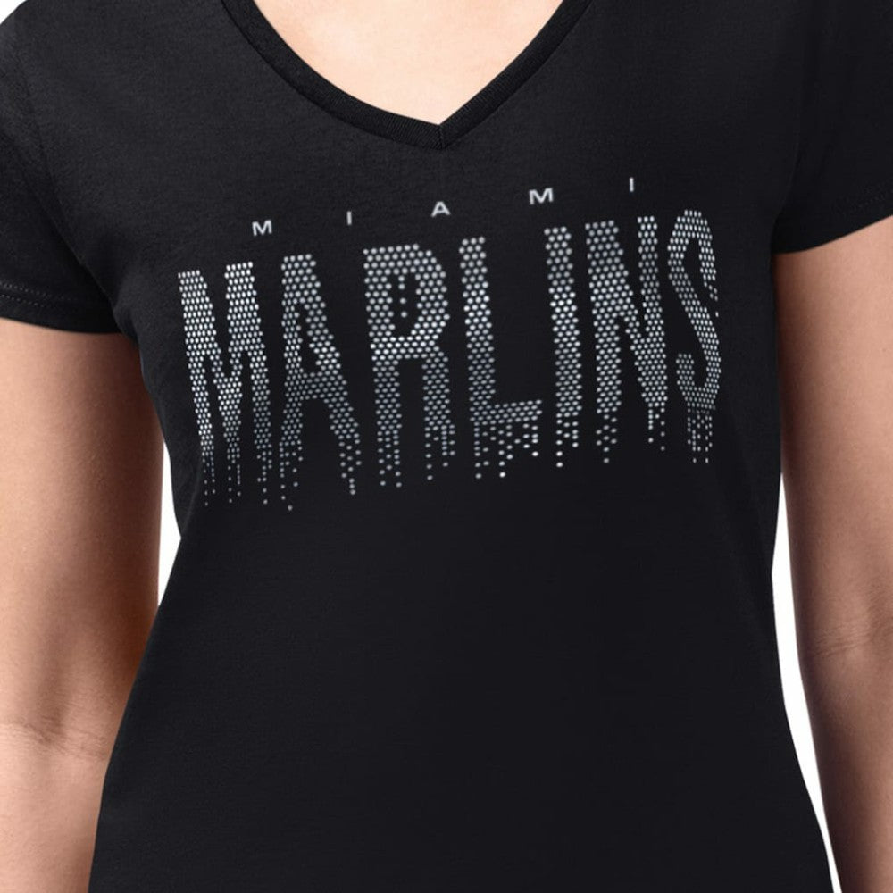 Miami Marlins G-III 4Her by Carl Banks Women's Metallic Drop Lightweight V-Neck T-Shirt | MLB For sale