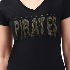 Pittsburgh Pirates G-III 4Her by Carl Banks Women's Metallic Drop Lightweight V-Neck T-Shirt | MLB Online