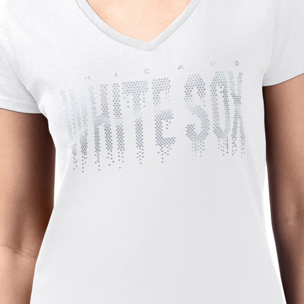 Chicago White Sox G-III 4Her by Carl Banks Women's Metallic Drop Lightweight V-Neck T-Shirt | MLB On Sale