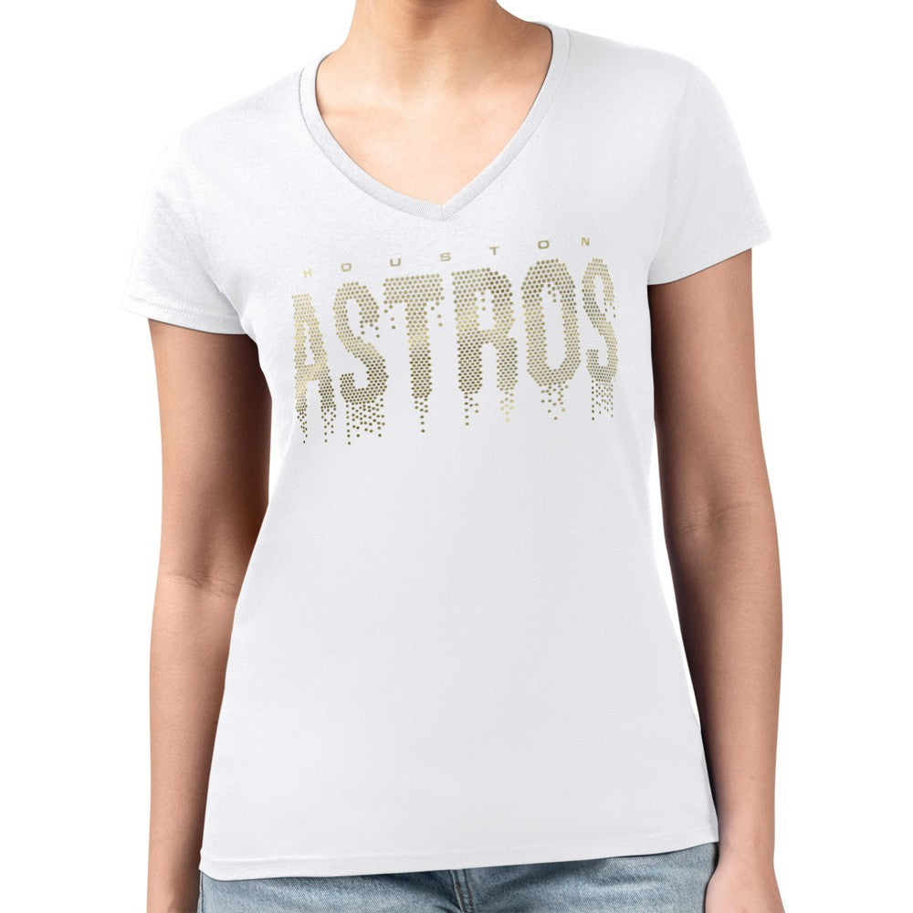 Houston Astros G-III 4Her by Carl Banks Women's Metallic Drop Lightweight V-Neck T-Shirt | MLB Online