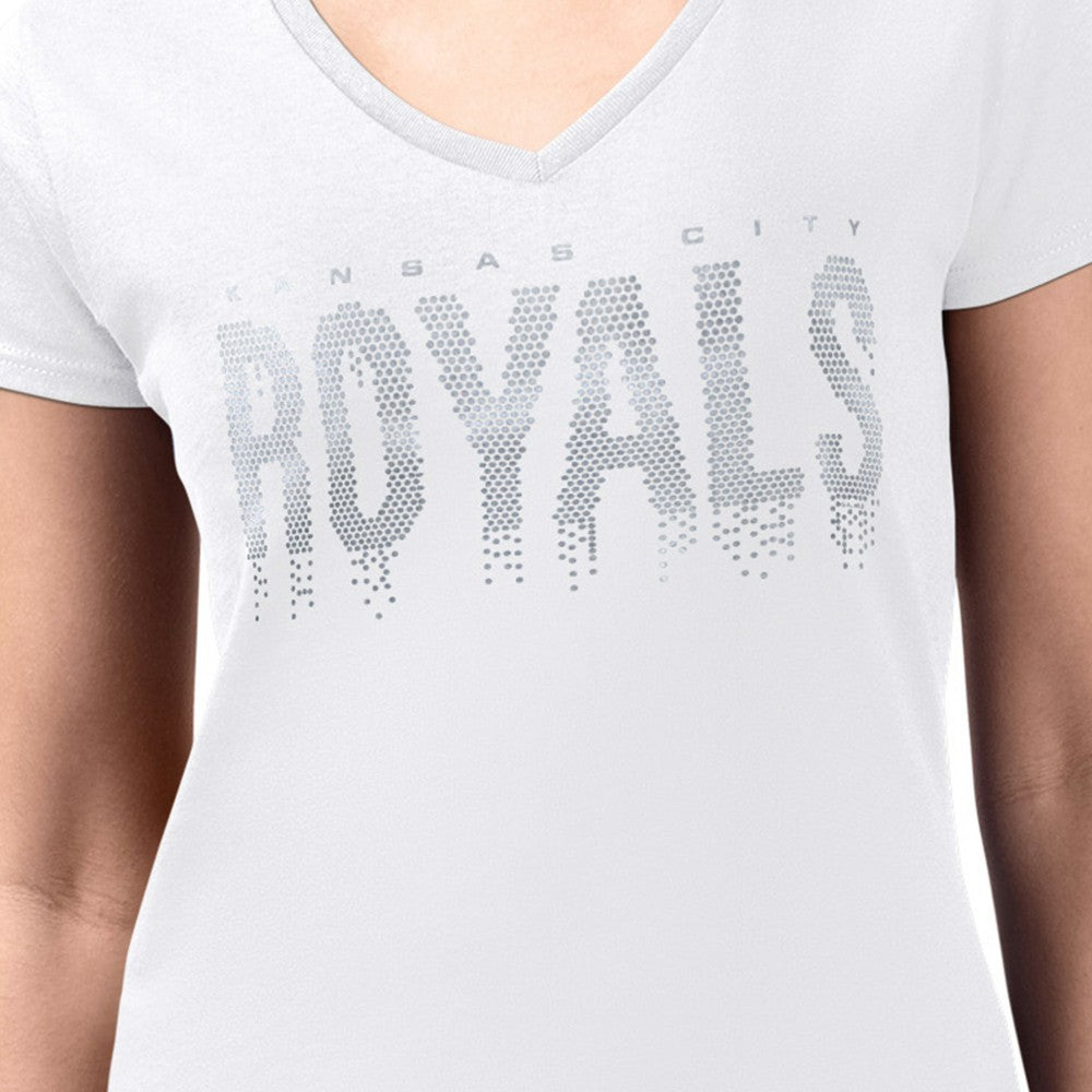 Kansas City Royals G-III 4Her by Carl Banks Women's Metallic Drop Lightweight V-Neck T-Shirt | MLB Online