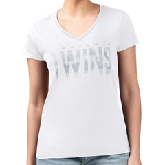 Minnesota Twins G-III 4Her by Carl Banks Women's Metallic Drop Lightweight V-Neck T-Shirt | MLB US
