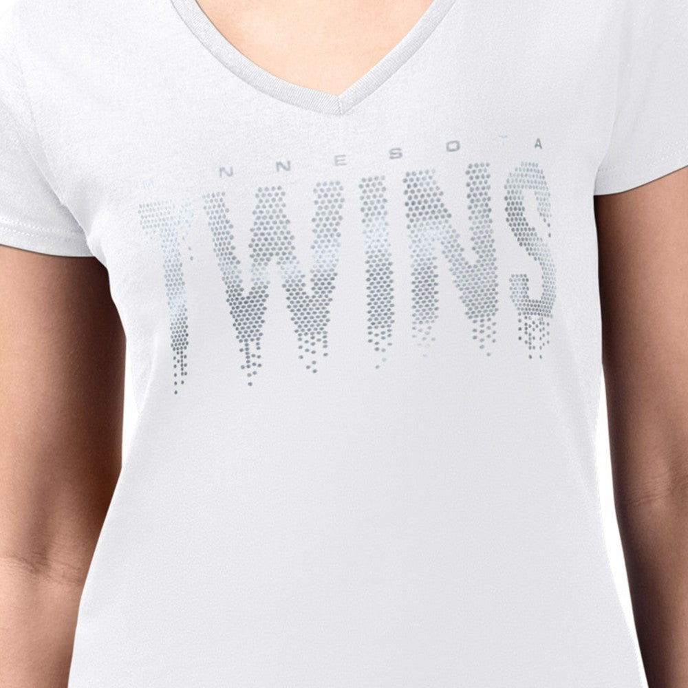 Minnesota Twins G-III 4Her by Carl Banks Women's Metallic Drop Lightweight V-Neck T-Shirt | MLB US