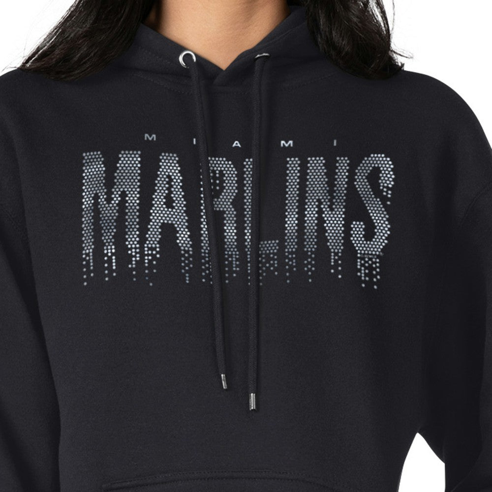 Miami Marlins G-III 4Her by Carl Banks Women's Metallic Drop Fleece Hoodie | MLB New