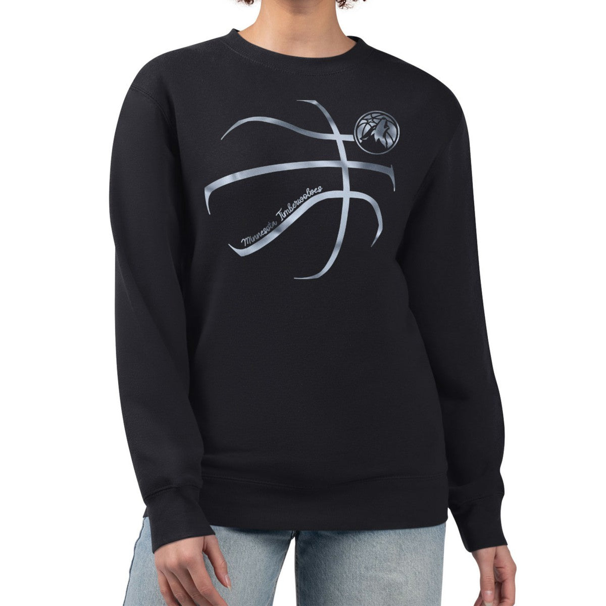 Minnesota Timberwolves G-III 4Her by Carl Banks Women's Metallic Print Basketball Sketch Fleece Sweatshirt Online
