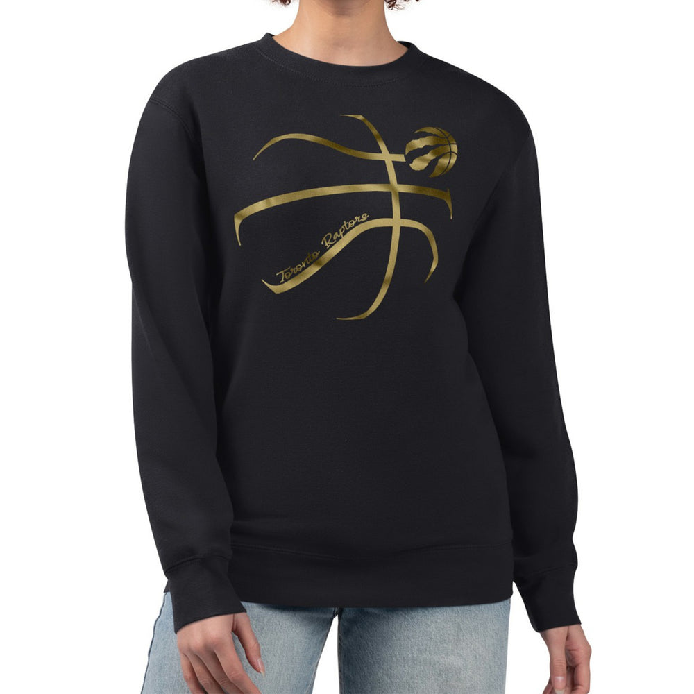 Toronto Raptors G-III 4Her by Carl Banks Women's Metallic Print Basketball Sketch Fleece Sweatshirt Outlet