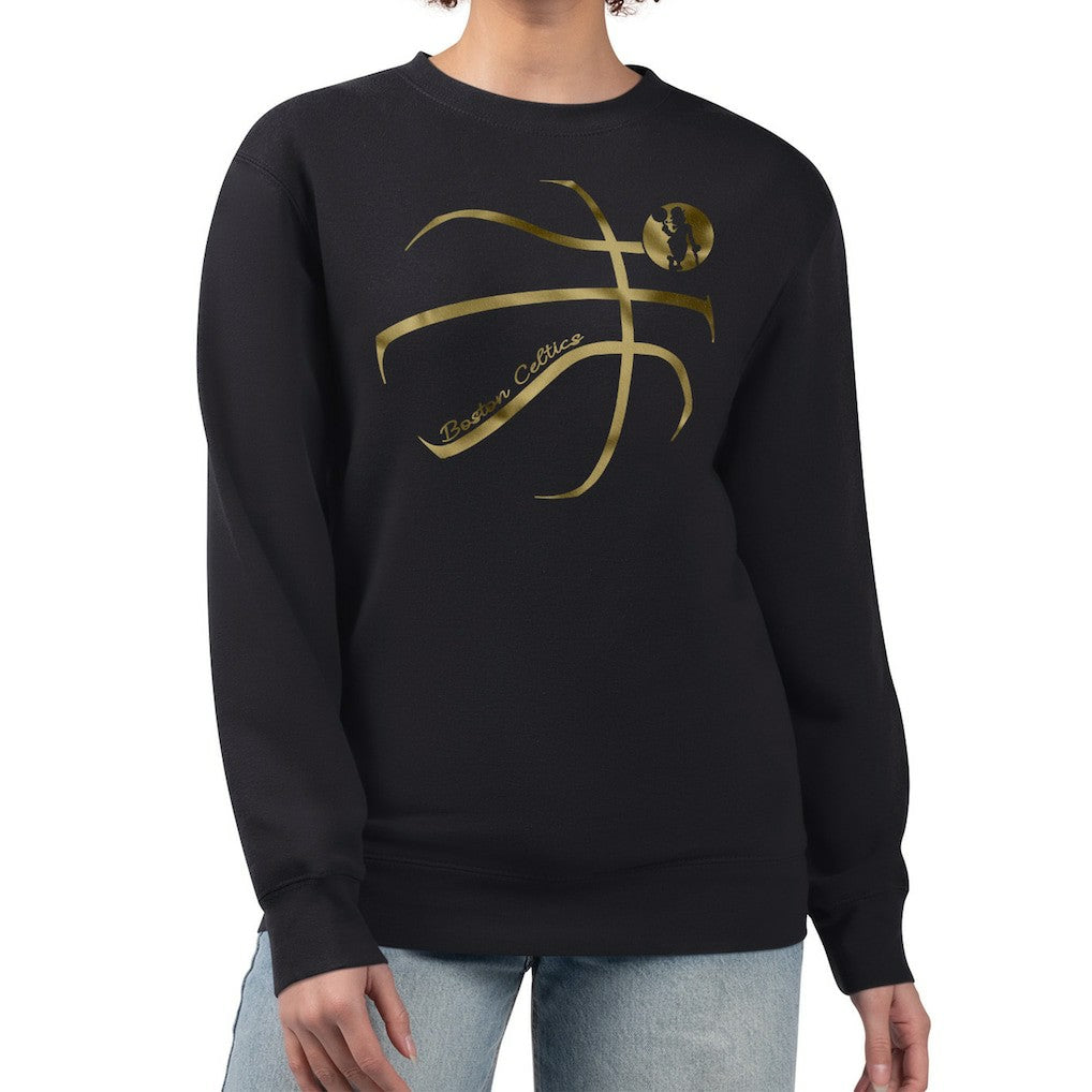 Boston Celtics G-III 4Her by Carl Banks Women's Metallic Print Basketball Sketch Fleece Sweatshirt Online