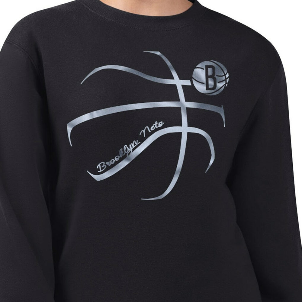 Brooklyn Nets G-III 4Her by Carl Banks Women's Metallic Print Basketball Sketch Fleece Sweatshirt Discount