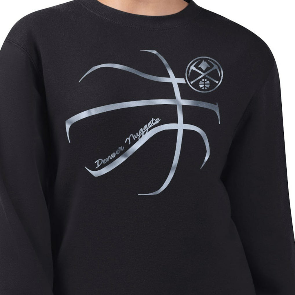 Denver Nuggets G-III 4Her by Carl Banks Women's Metallic Print Basketball Sketch Fleece Sweatshirt sale On Sale