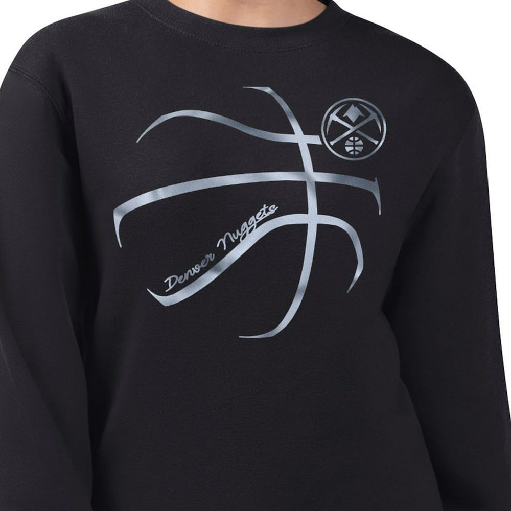 Denver Nuggets G-III 4Her by Carl Banks Women's Metallic Print Basketball Sketch Fleece Sweatshirt sale On Sale