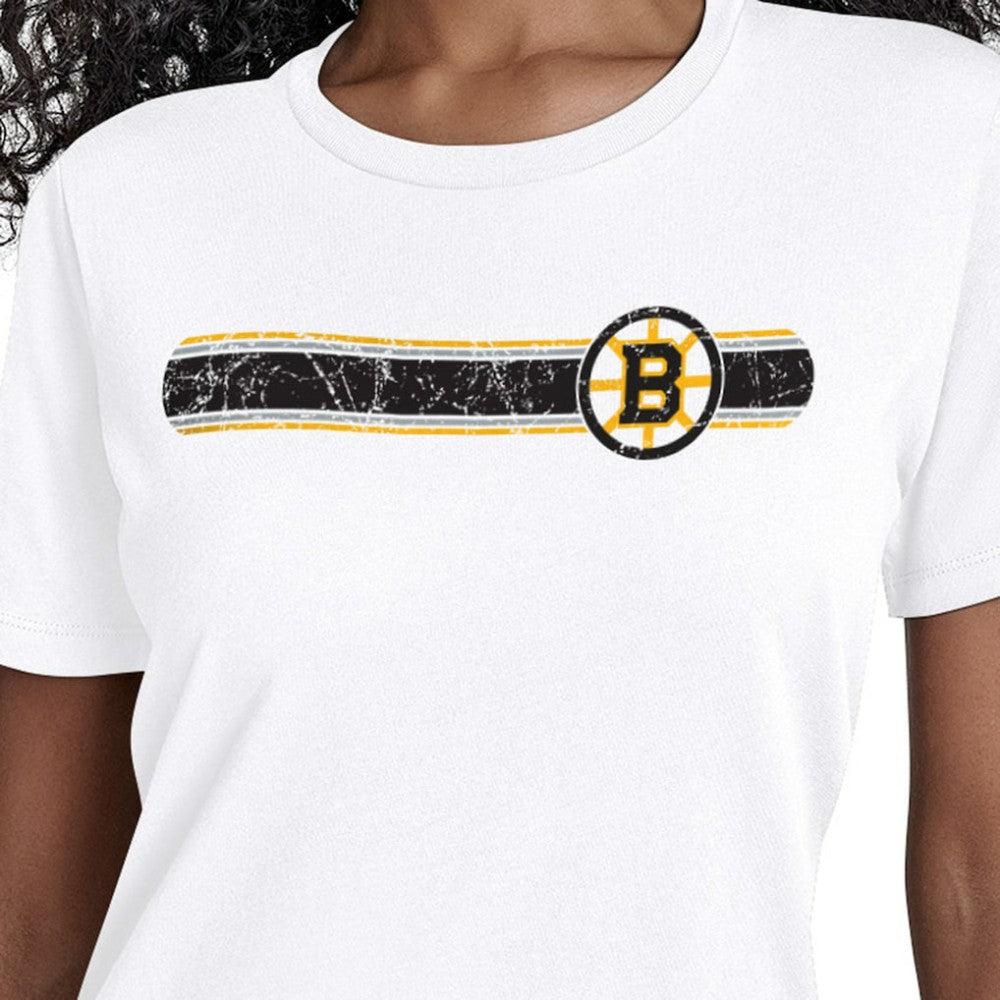 Boston Bruins Starter Women's Team Stripe T-Shirt On Sale