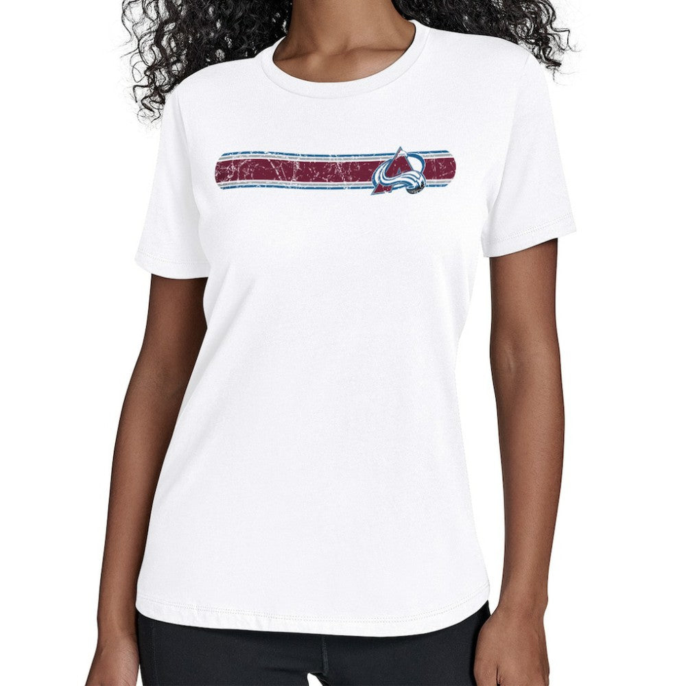 Colorado Avalanche Starter Women's Team Stripe T-Shirt Sale
