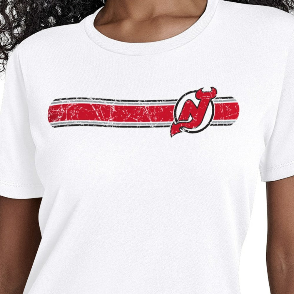 New Jersey Devils Starter Women's Team Stripe T-Shirt On Sale