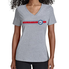 Philadelphia 76ers Starter Women's Team Stripe V-Neck T-Shirt On Sale