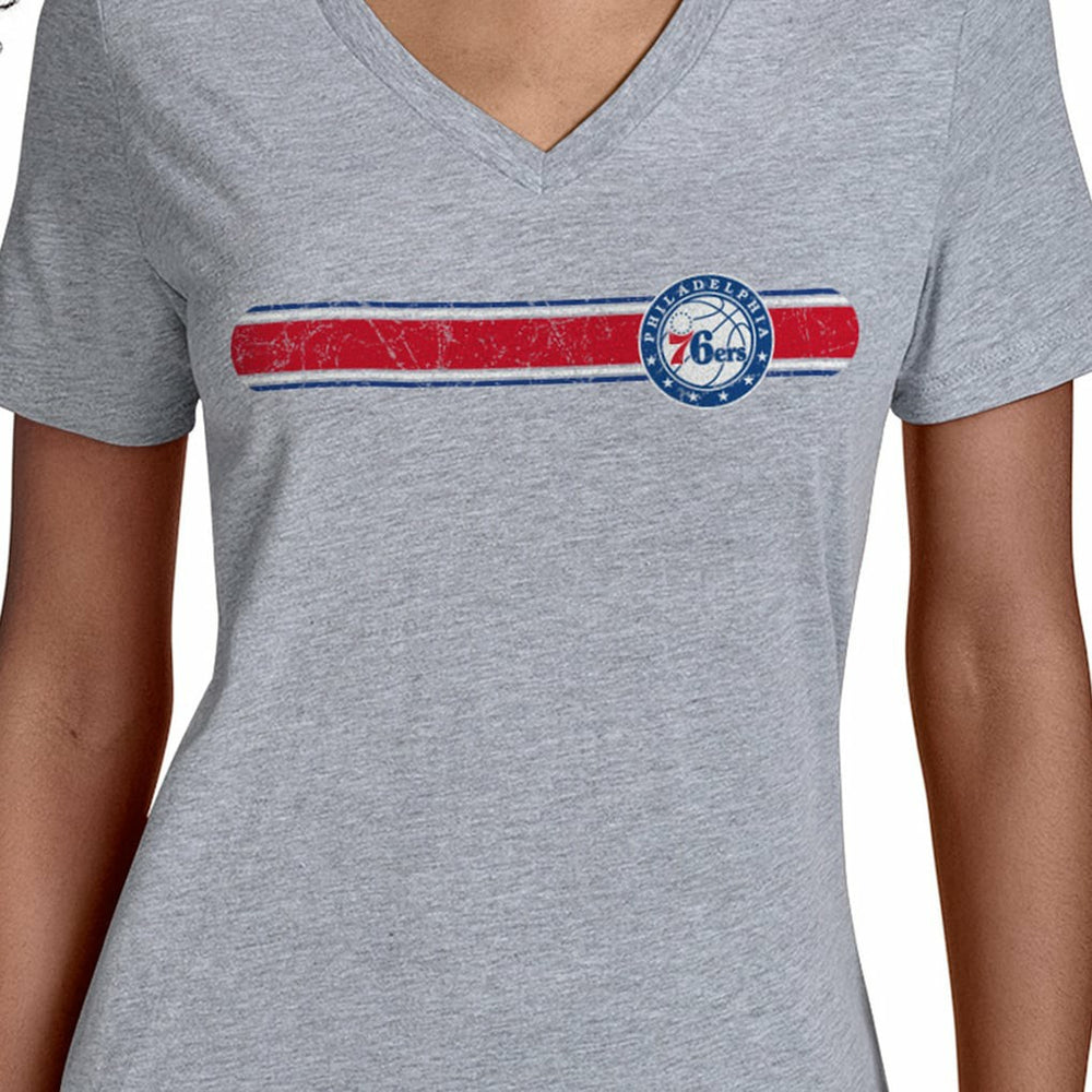 Philadelphia 76ers Starter Women's Team Stripe V-Neck T-Shirt On Sale