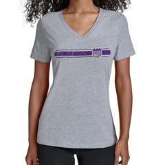 Sacramento Kings Starter Women's Team Stripe V-Neck T-Shirt Outlet