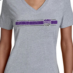 Sacramento Kings Starter Women's Team Stripe V-Neck T-Shirt Outlet
