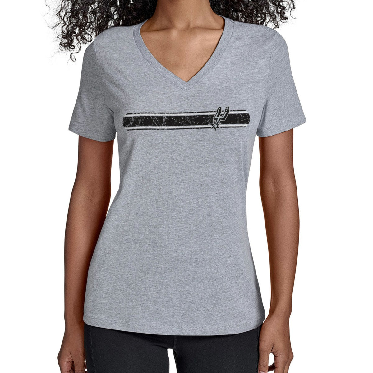 San Antonio Spurs Starter Women's Team Stripe V-Neck T-Shirt On Sale