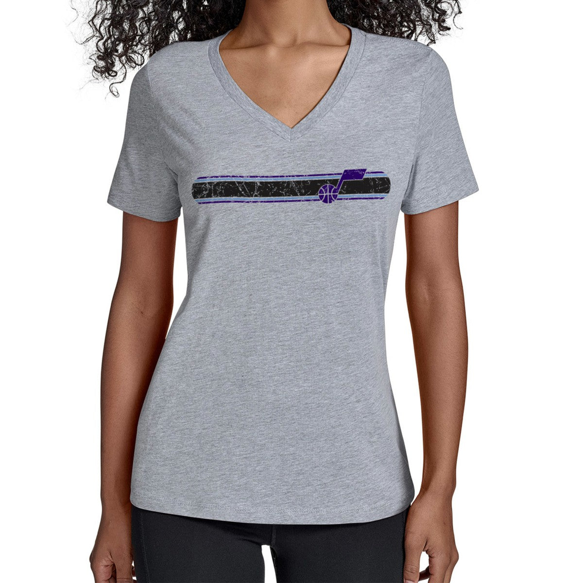 Utah Jazz Starter Women's Team Stripe V-Neck T-Shirt Online