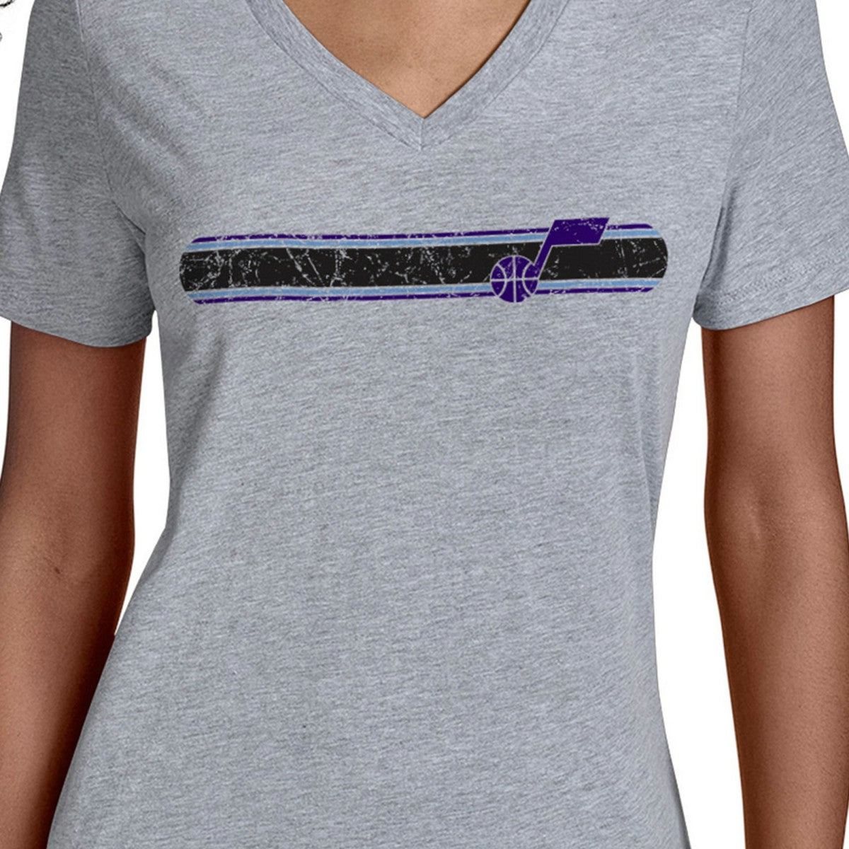 Utah Jazz Starter Women's Team Stripe V-Neck T-Shirt Online