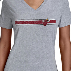 Miami Heat Starter Women's Team Stripe V-Neck T-Shirt Discount