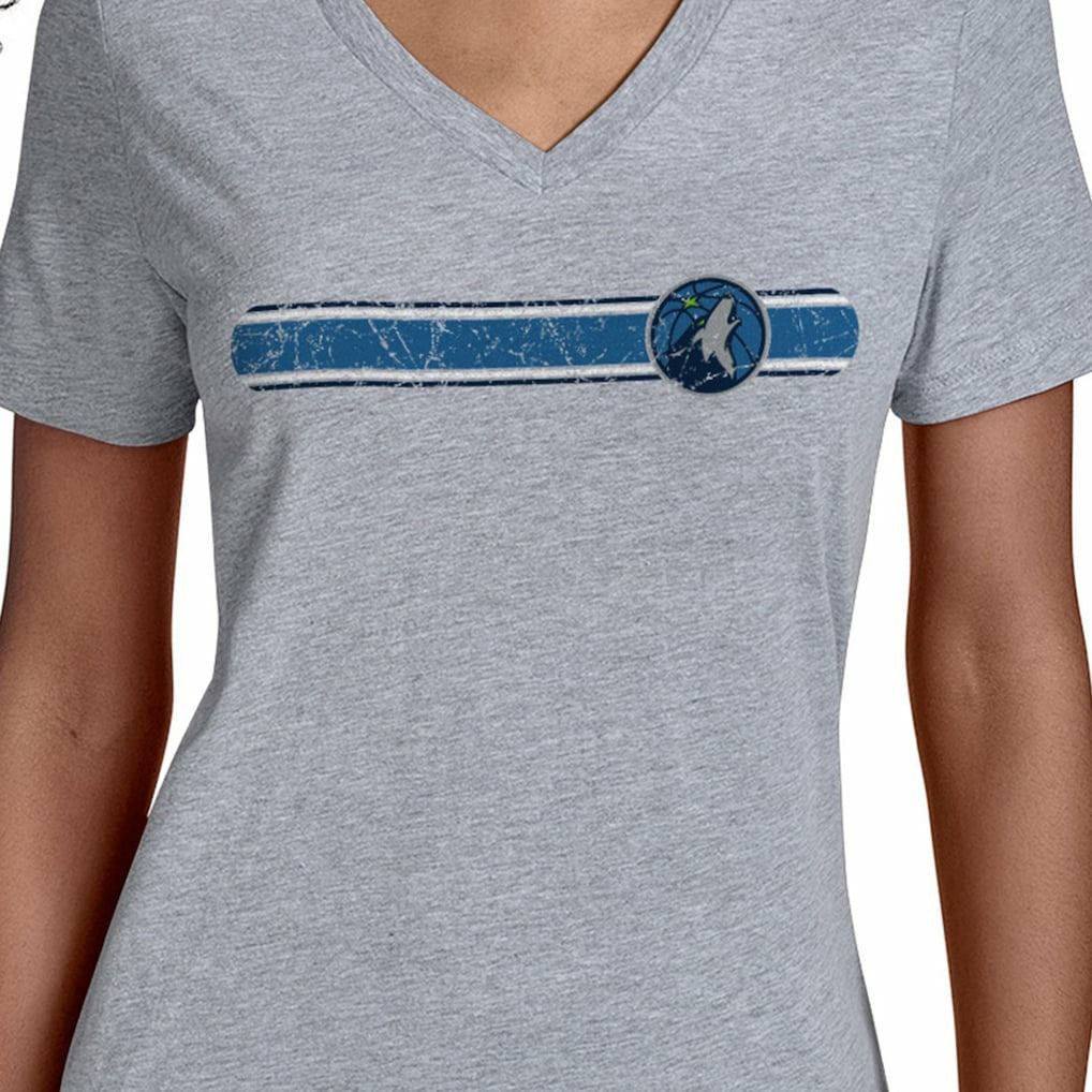 Minnesota Timberwolves Starter Women's Team Stripe V-Neck T-Shirt On Sale