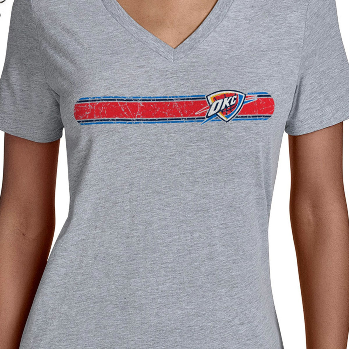 Oklahoma City Thunder Starter Women's Team Stripe V-Neck T-Shirt Online