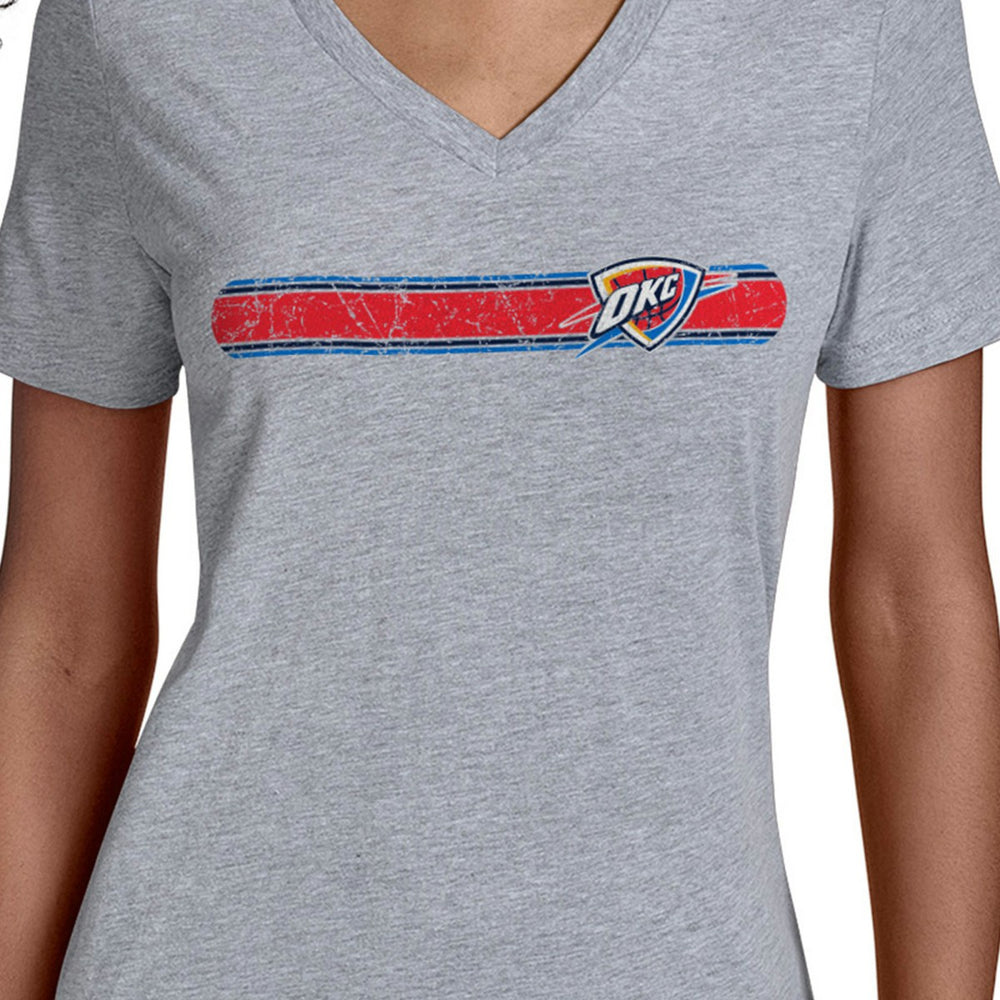 Oklahoma City Thunder Starter Women's Team Stripe V-Neck T-Shirt Online