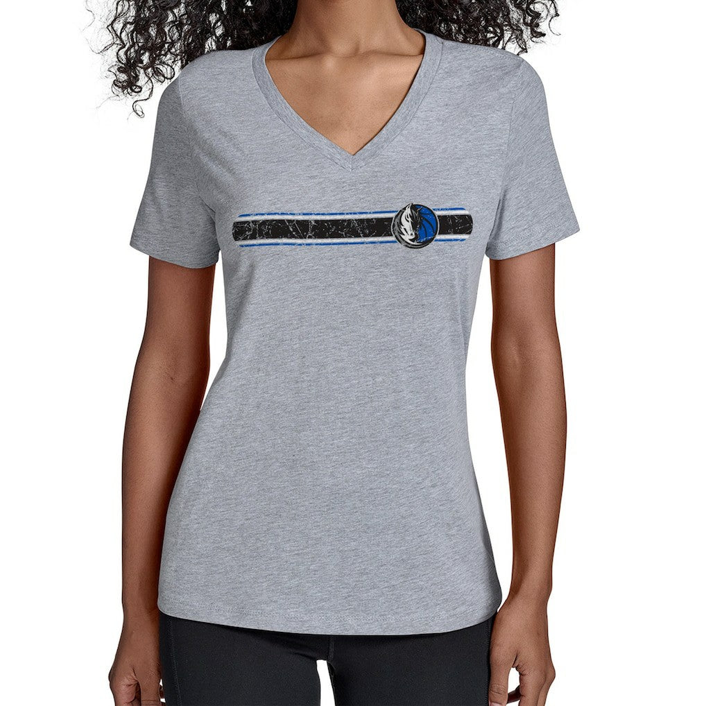 Dallas Mavericks Starter Women's Team Stripe V-Neck T-Shirt sale New