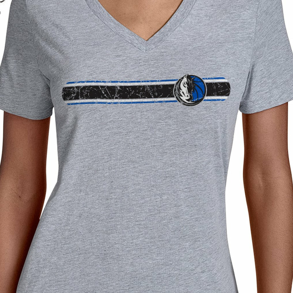 Dallas Mavericks Starter Women's Team Stripe V-Neck T-Shirt sale New
