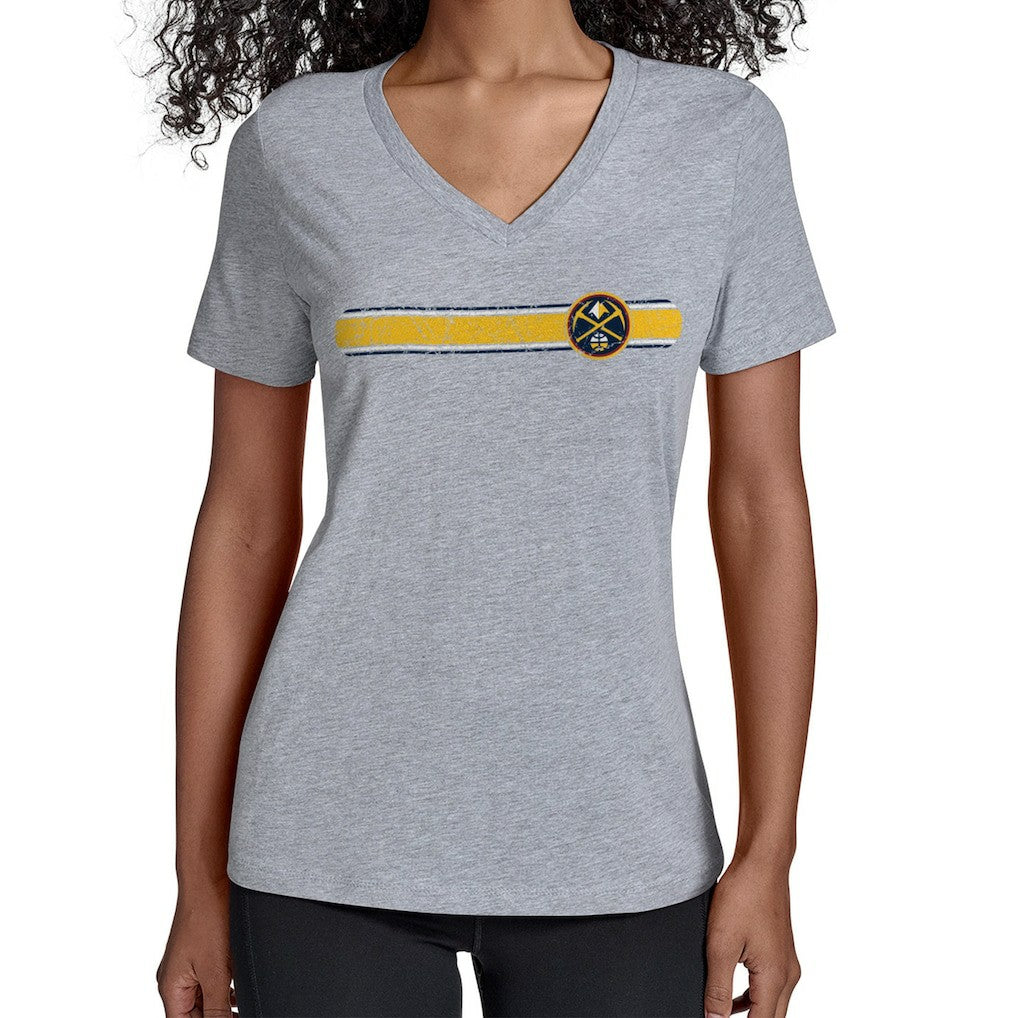 Denver Nuggets Starter Women's Team Stripe V-Neck T-Shirt sale Outlet