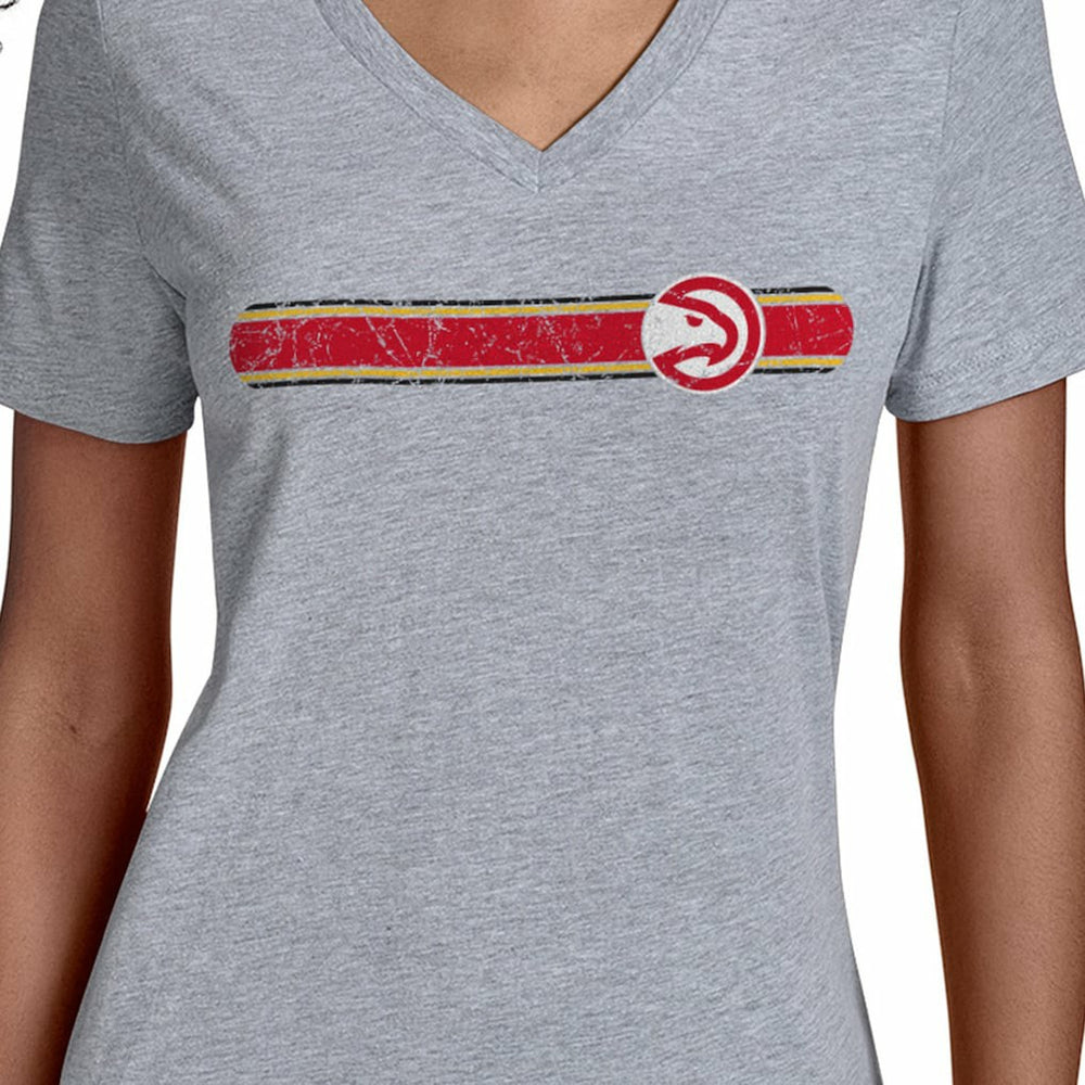 Atlanta Hawks Starter Women's Team Stripe V-Neck T-Shirt Discount