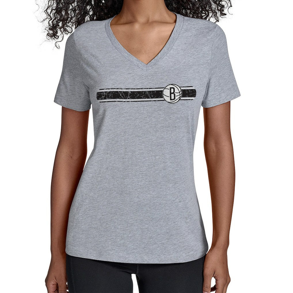 Brooklyn Nets Starter Women's Team Stripe V-Neck T-Shirt On Sale