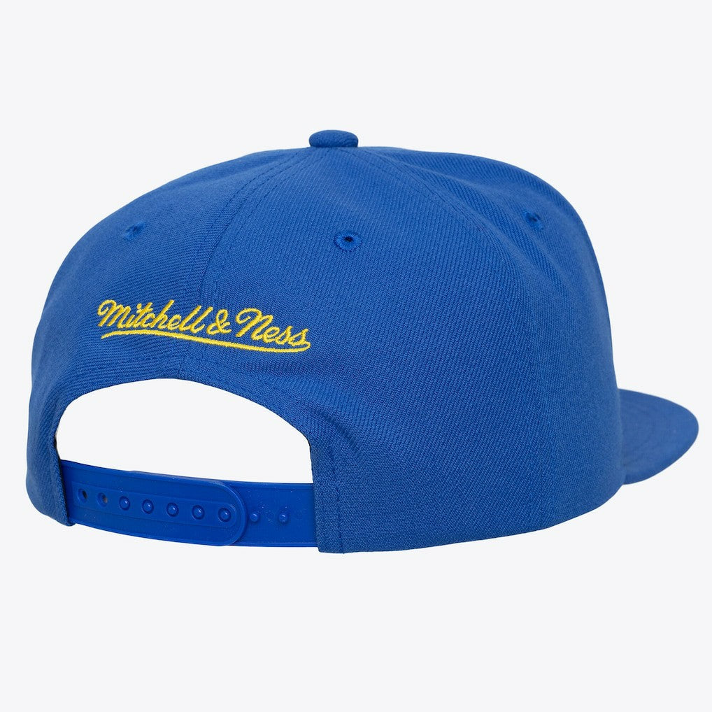 Golden State Warriors Hardwood Classics Old School Stacked Text Snapback Hat sale New