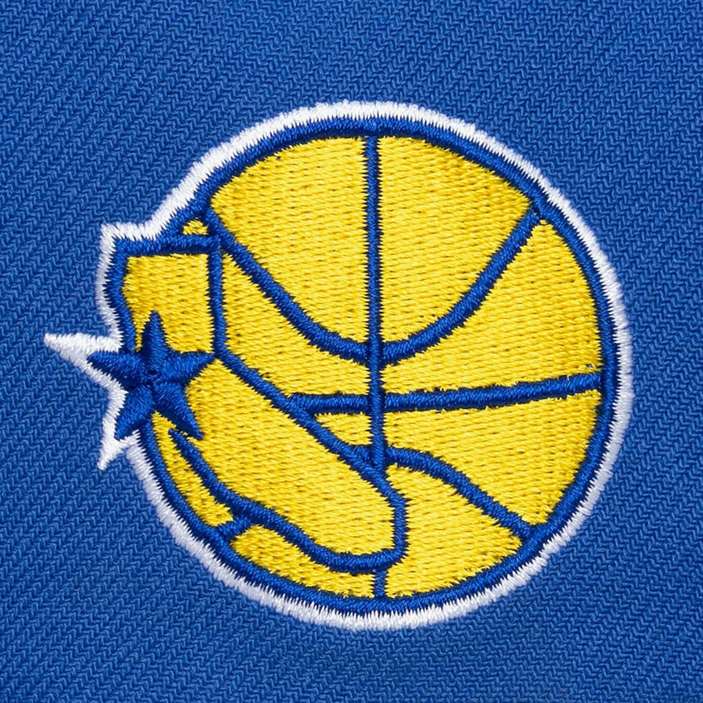 Golden State Warriors Hardwood Classics Old School Stacked Text Snapback Hat sale New
