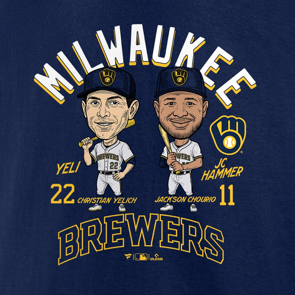 Jackson Chourio & Christian Yelich Milwaukee Brewers Player Duo T-Shirt | MLB Shop