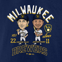Jackson Chourio & Christian Yelich Milwaukee Brewers Player Duo T-Shirt | MLB Shop