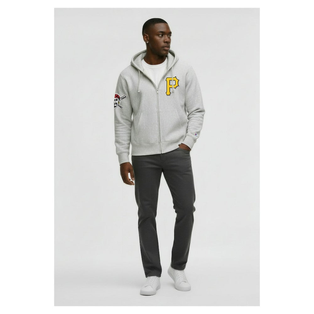 Pittsburgh Pirates Champion Reverse Weave Chenille Full-Zip Hoodie | MLB New